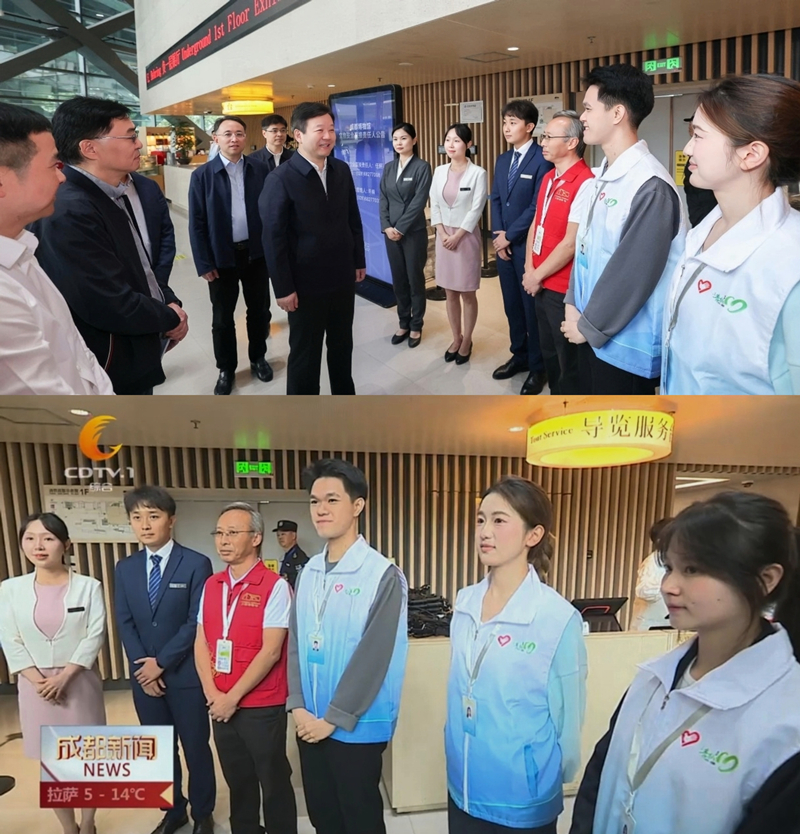 1.曹立军书记在成都博物馆看望一线干部职工和 &ldquo;小青椒&rdquo; 青年志愿者代表，最右两位女生是我校志愿者罗悦、徐梦_副本.jpg
